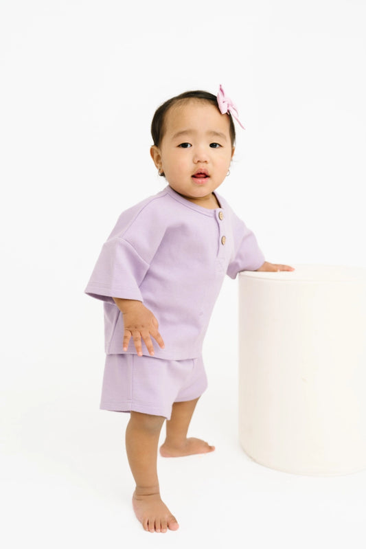 Little One Shop-Waffle Slouchy Set-Lilac