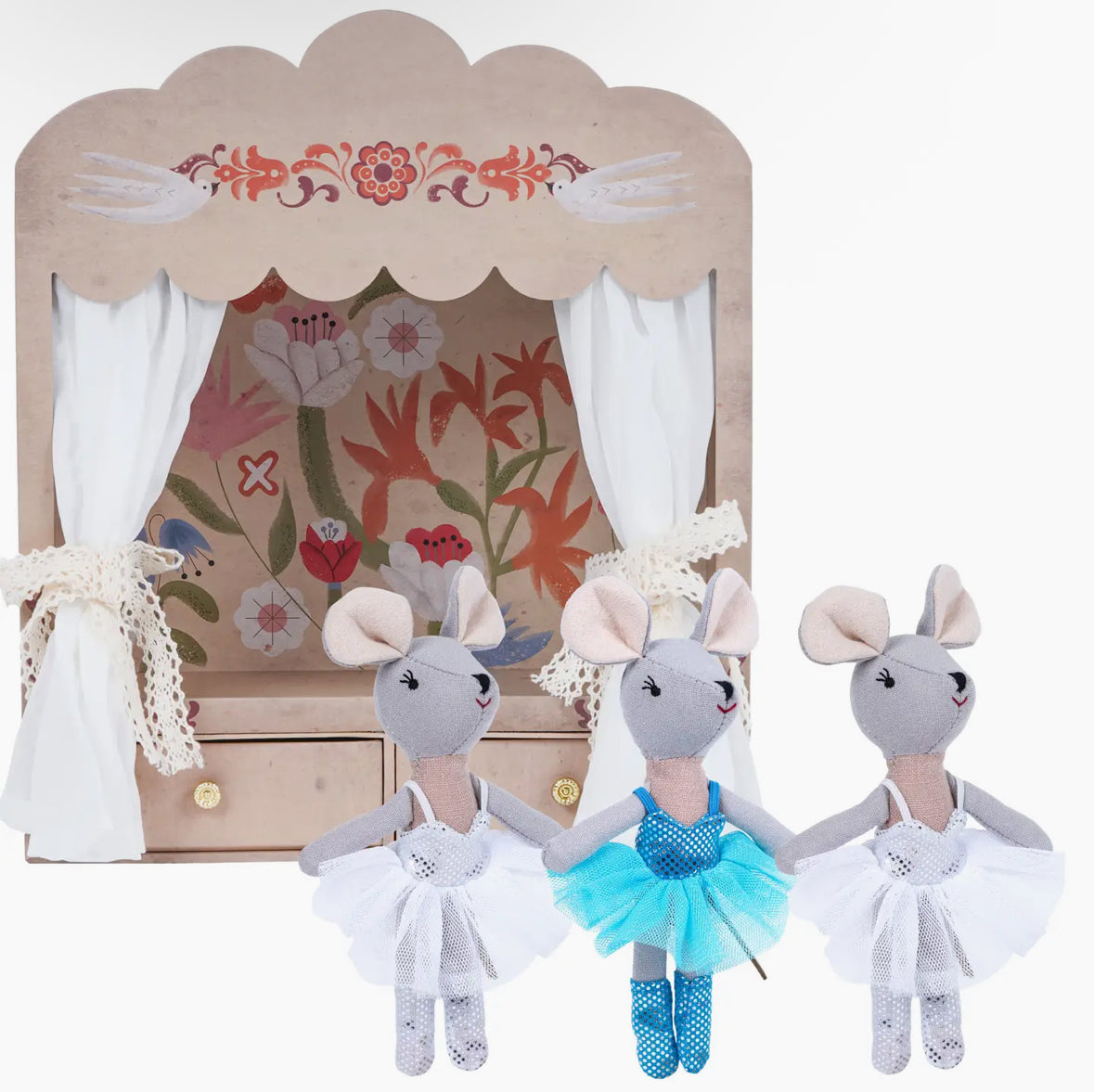 Ballerina Mouse and Friends in A Theater Box, with Magnetic Hands