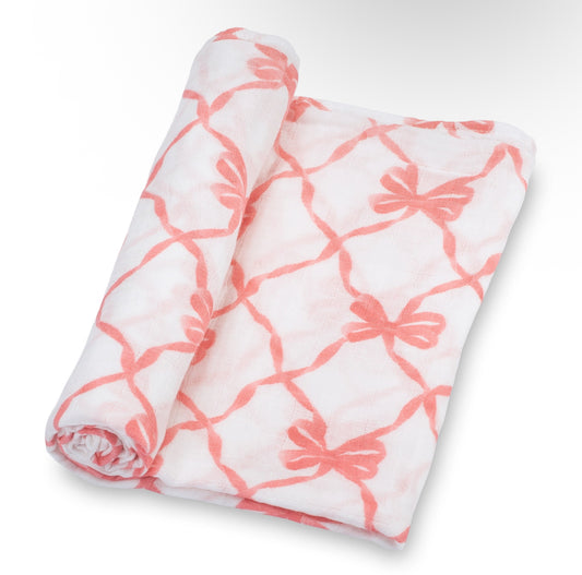 Lollybanks Beautiful Bows Muslin Swaddle